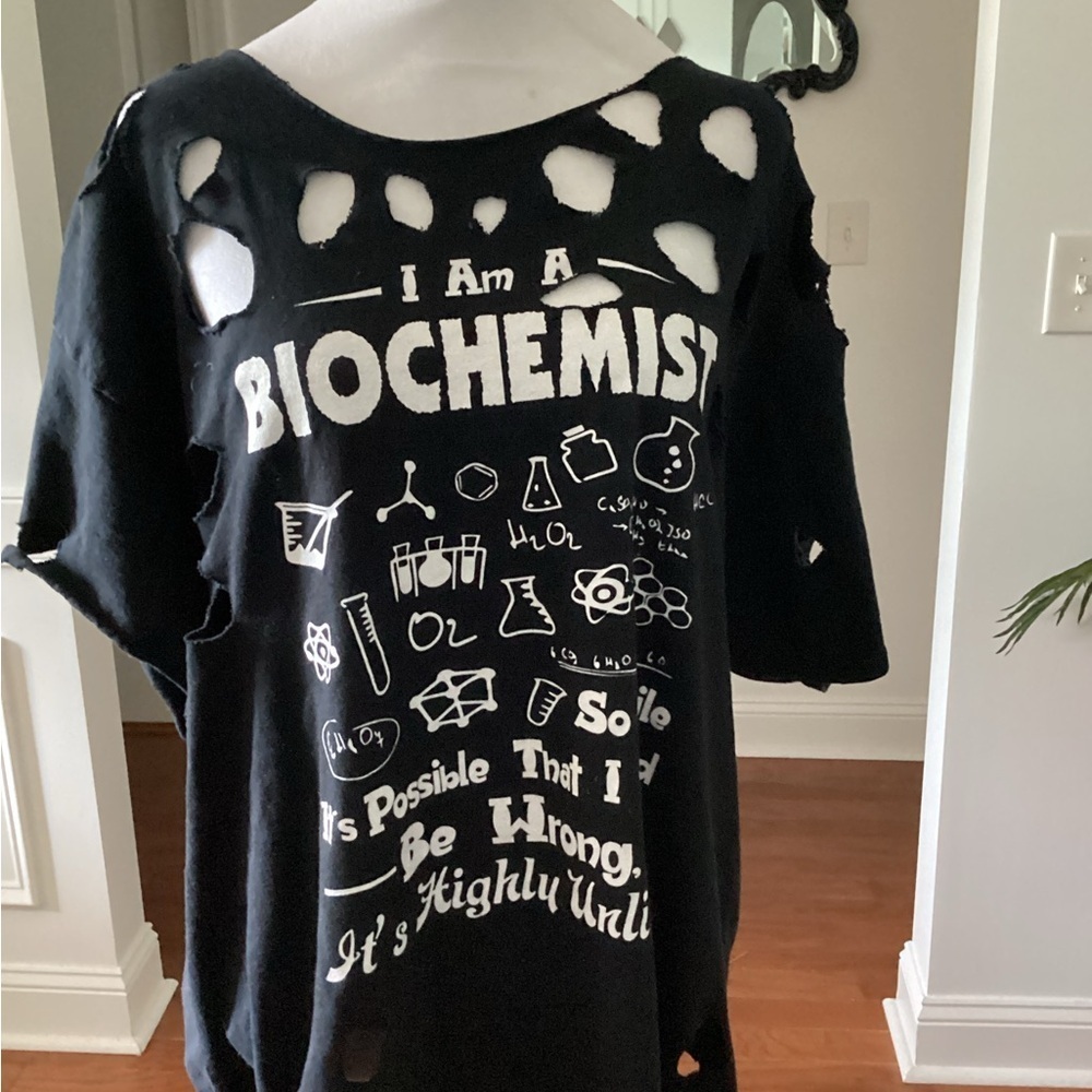 Black Graphic Distressed Recycled Tee Shirt